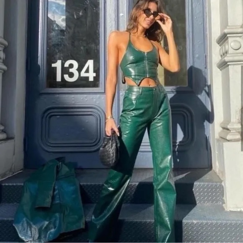 Green Croc Print Jayla Top- TOP ONLY